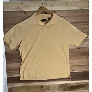 Haggar Polo Shirt Mens L Yellow Short Sleeve